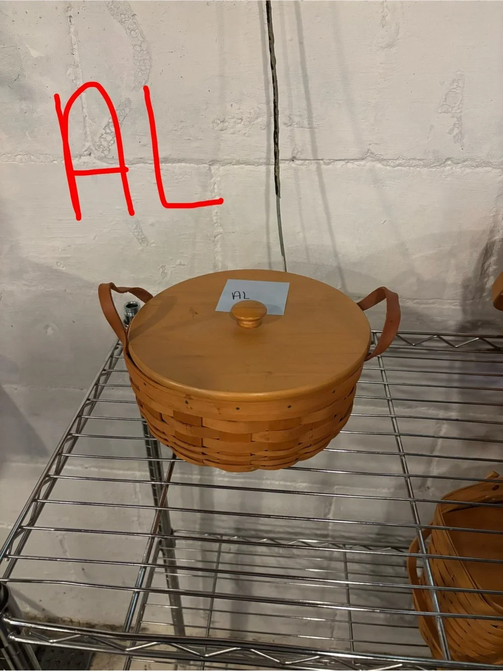 Longaberger Natural Brown Woven Lidded Basket with Handles